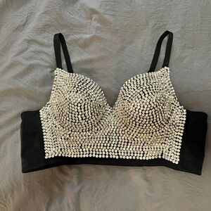 Elegant Black Bralette with Silver Accents